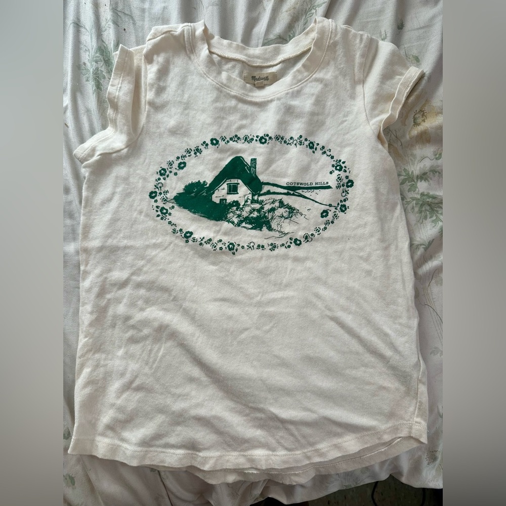 Madewell Cream and Green Cottage Graphic Tee